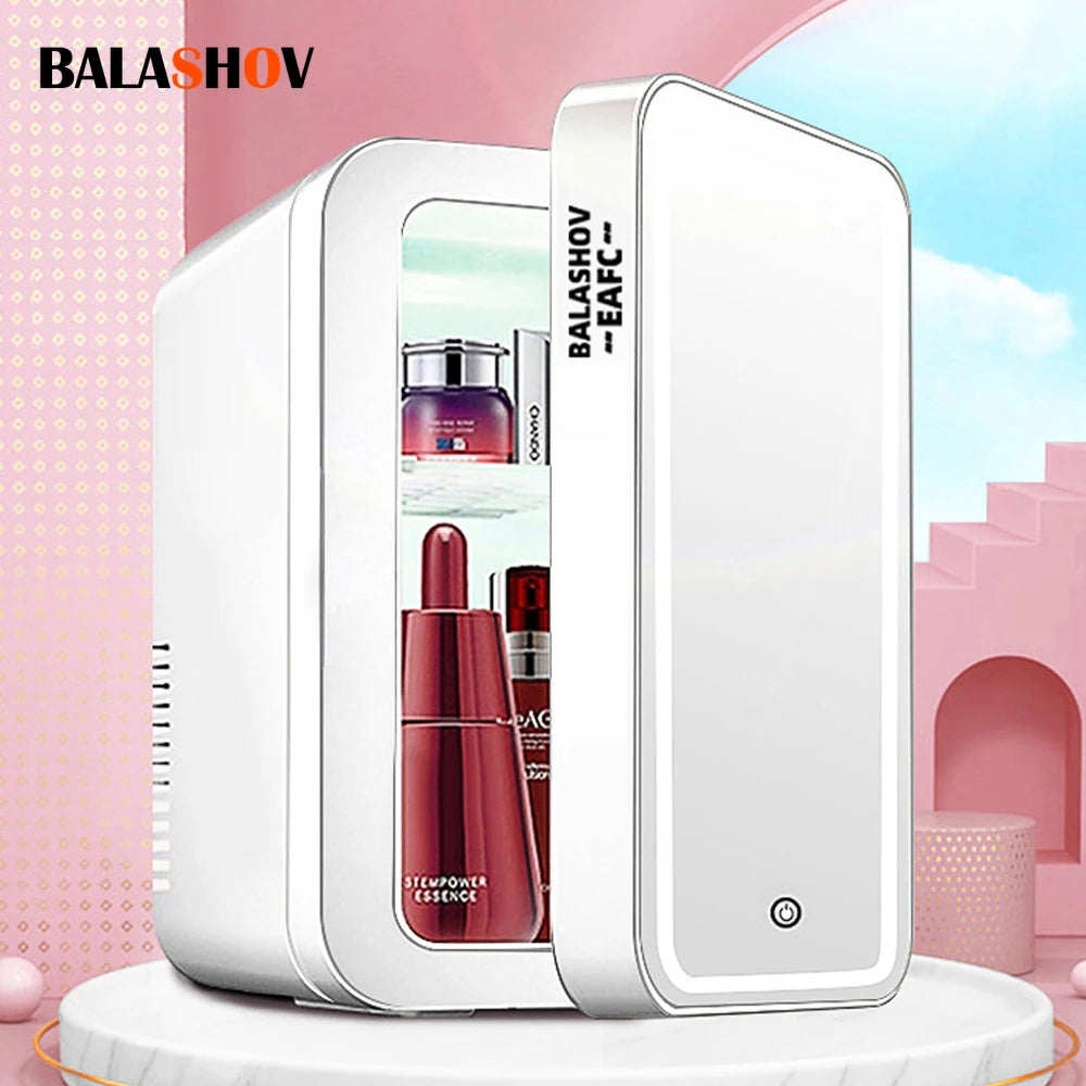 4L Mini Makeup Fridge with LED Light & Mirror